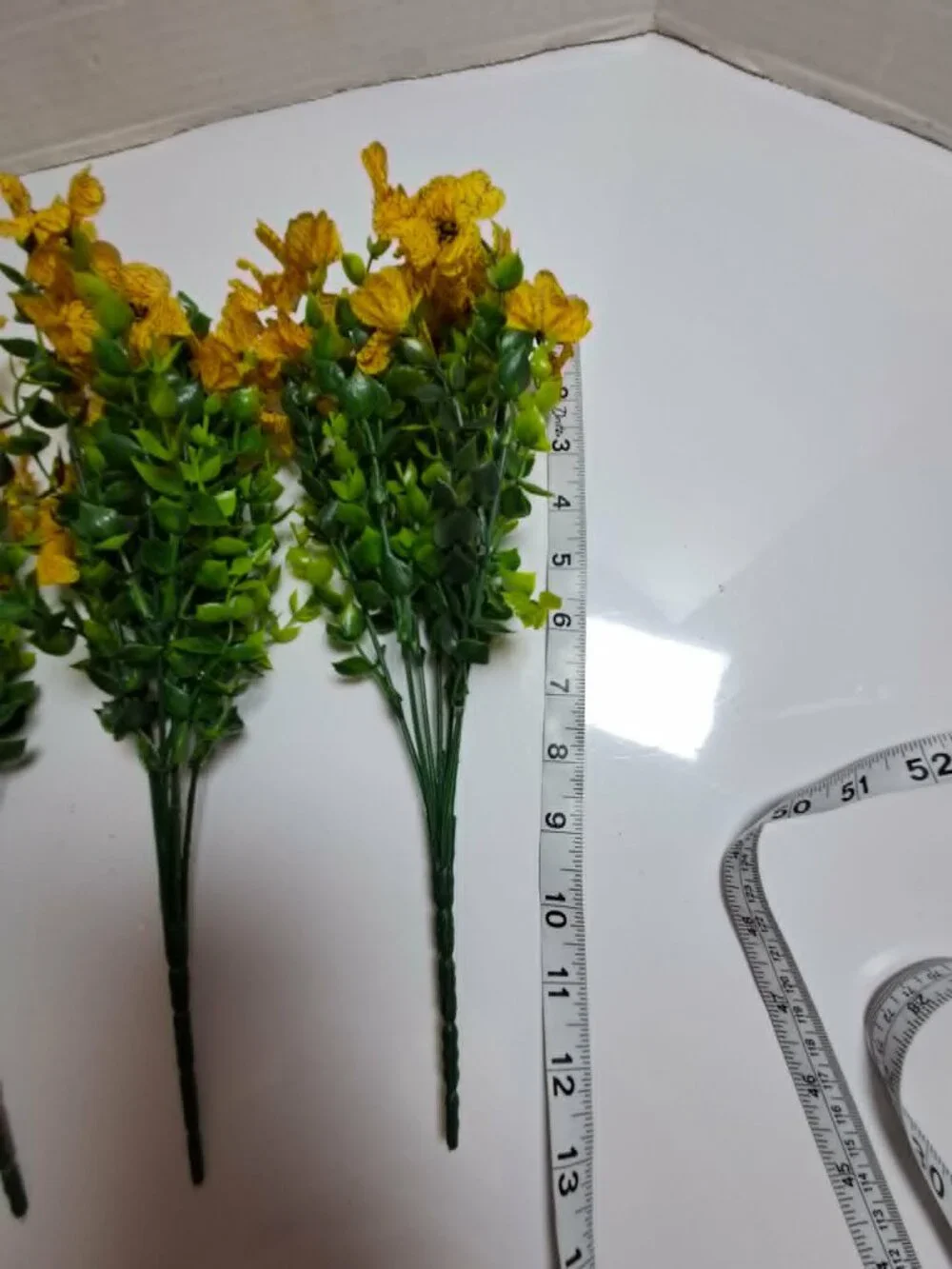 3 Bundles Artificial Yellow Flowers Green Leaves Floral Home Decor
